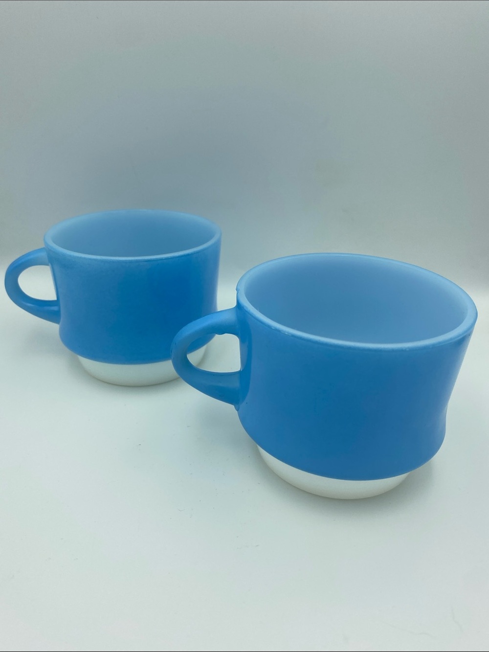 Fire King Blue and White Stacking Mugs (Pair)